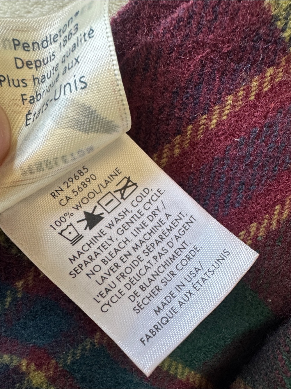 Pendleton Plaid Wool Throw Blanket - Picture 3 of 6